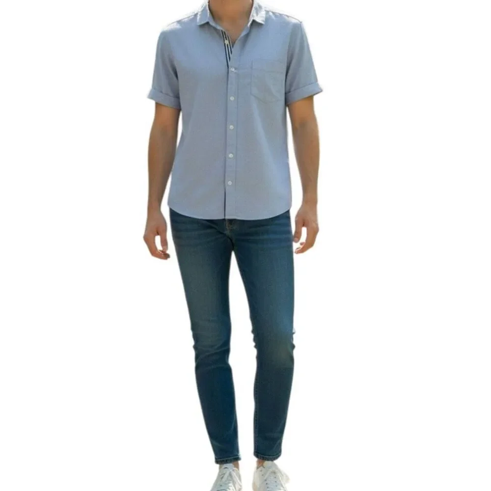 BANANA REPUBLIC Non-Iron Tailored Slim Fit Button Down Short Sleeve Size Med